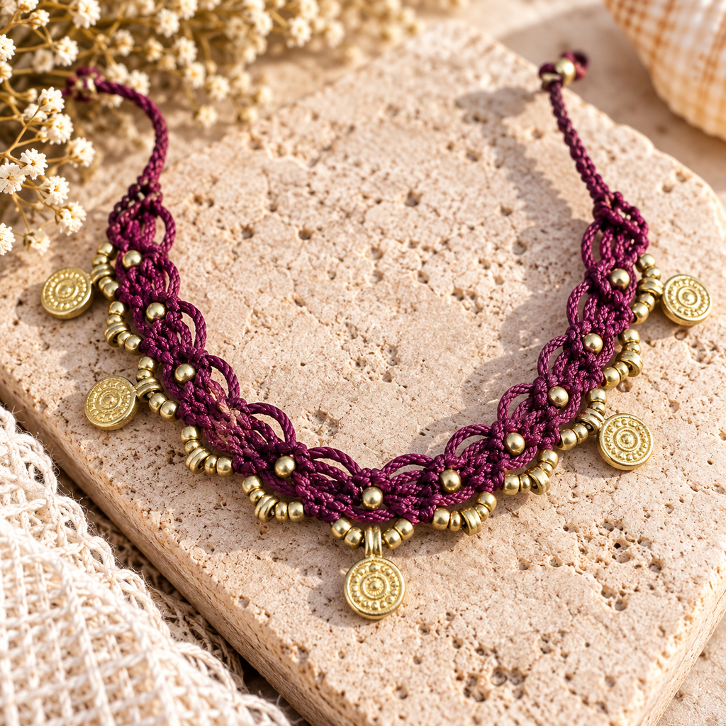 Burgundy Anklet