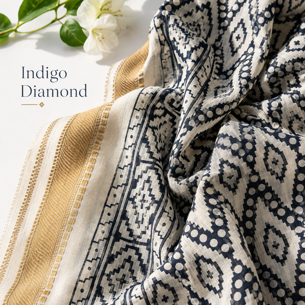 Indigo Diamond Scarf