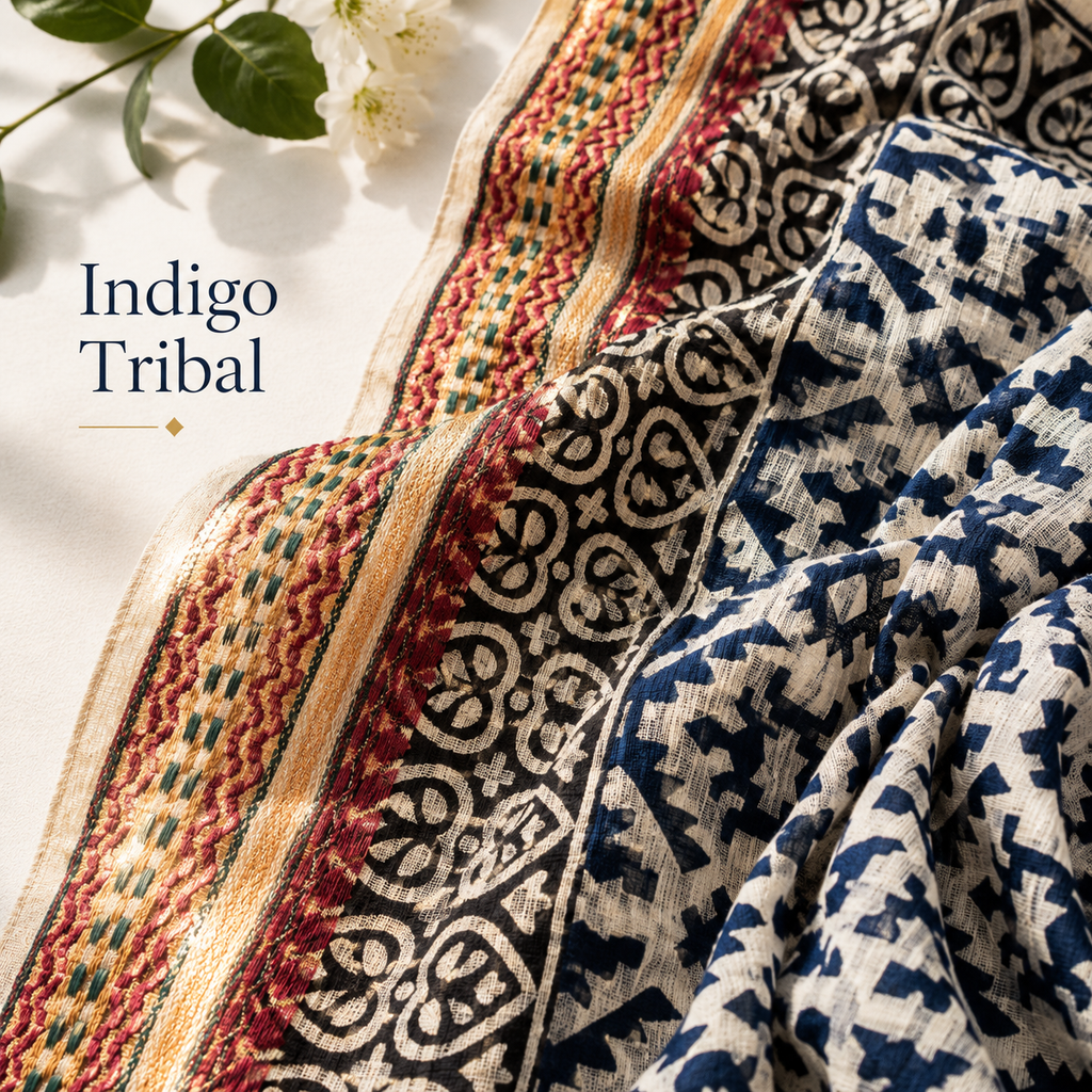 Indigo Tribal Scarf