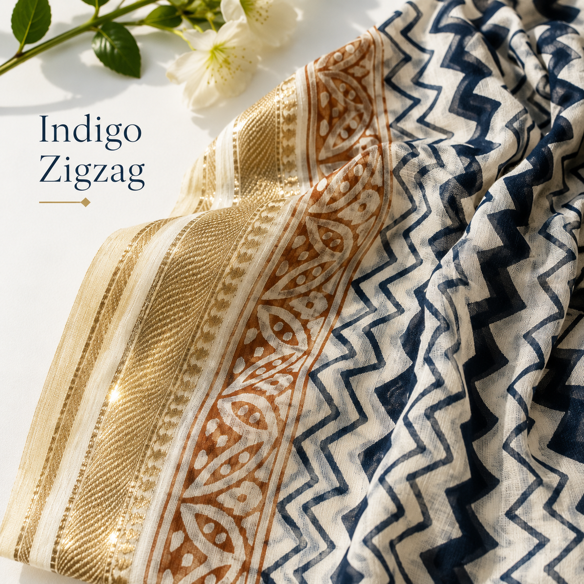 Indigo Zigzag Scarf