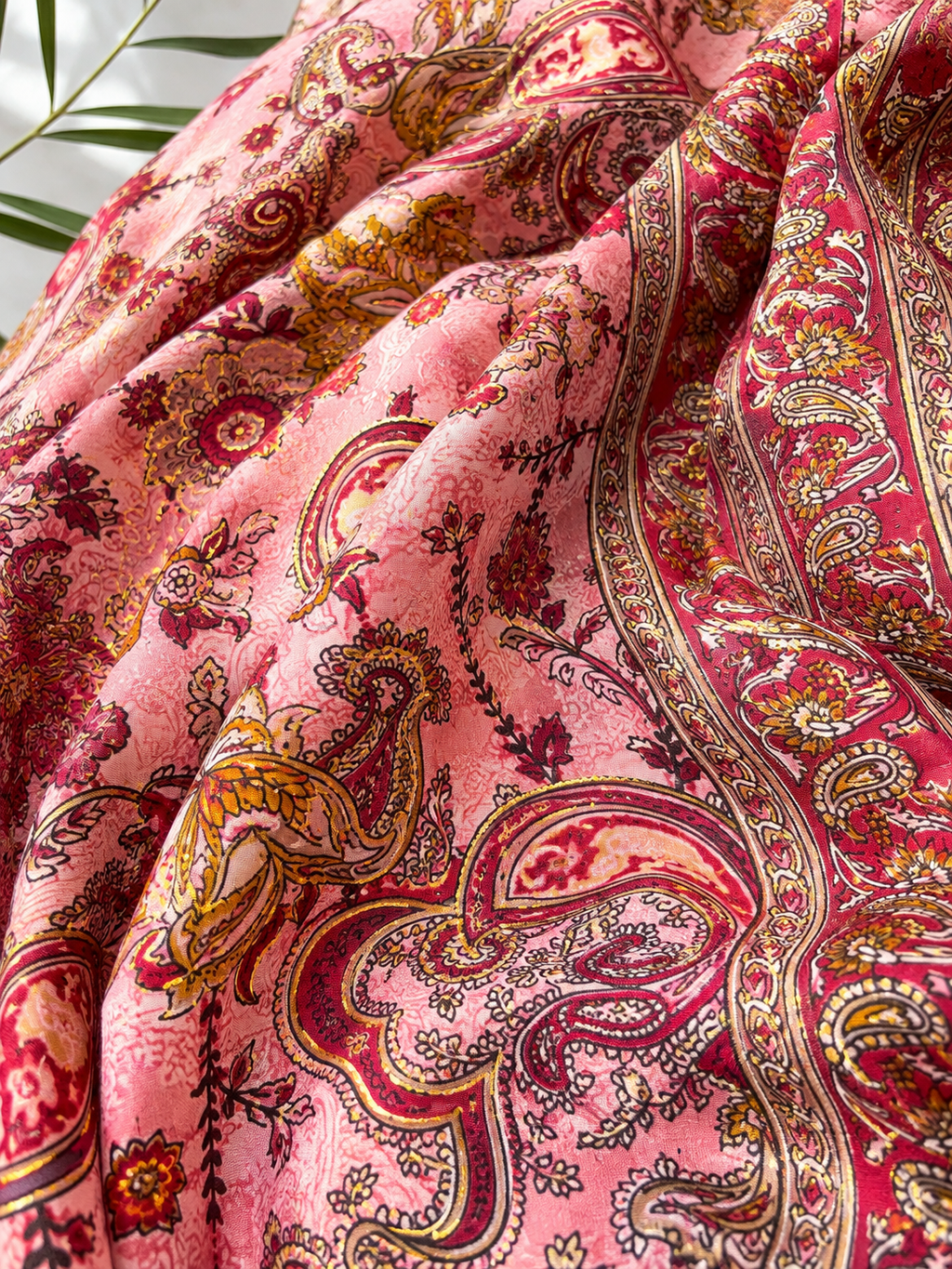 Ornate Pink and Gold Silk Dress