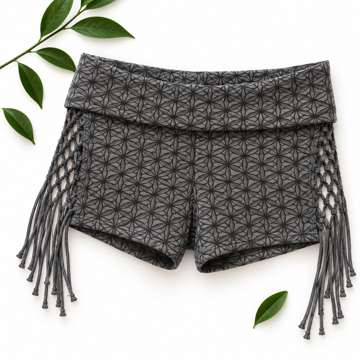 Slate Lattice Tassel Shorts