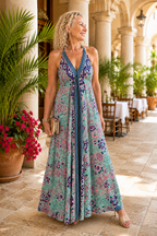 Sunlit Mediterranean Silk Dress