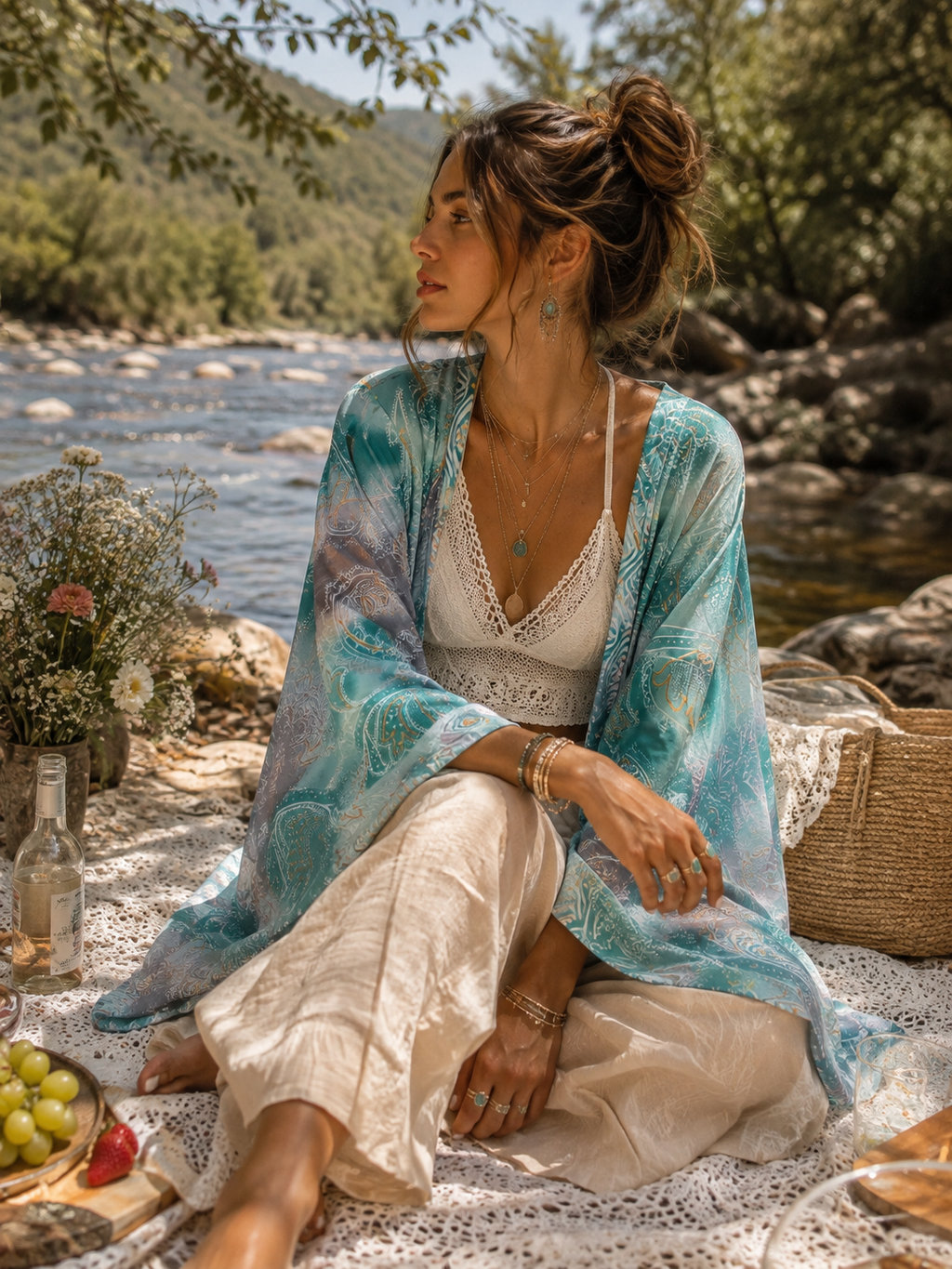 Turquoise Moon Kimono